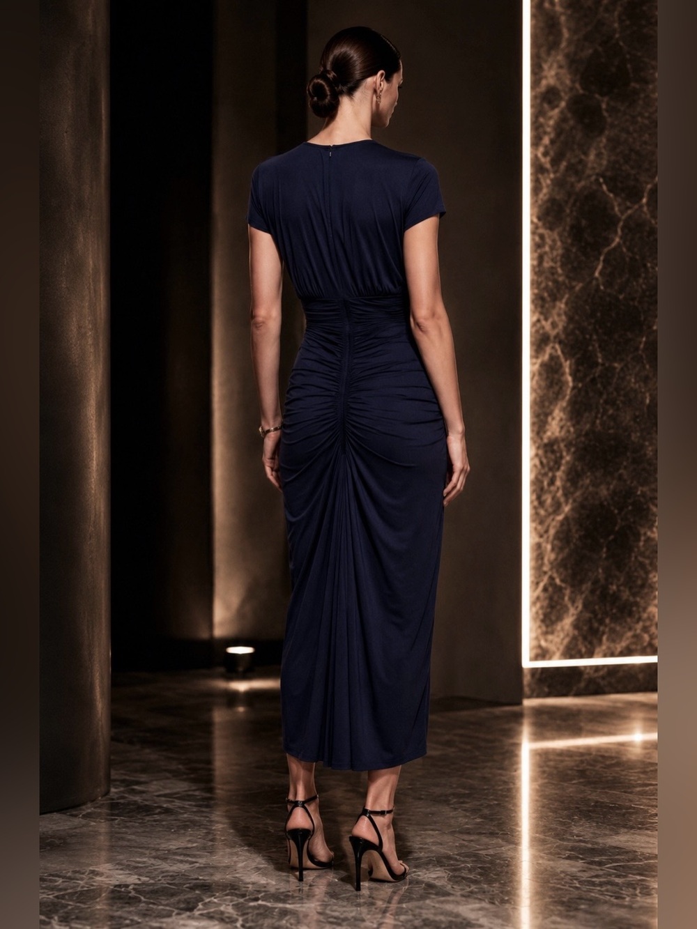 NWT Michael Kors Runway Collection Spring 2014 Indigo Ruched Dress Sz 2 - Picture 3 of 12